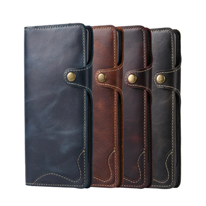 For Galaxy S9 Denior Oil Wax Cowhide Magnetic Button Horizontal Flip Leather Case with Card Slots & Wallet(Brown) - Galaxy Phone Cases by Denior | Online Shopping UK | buy2fix