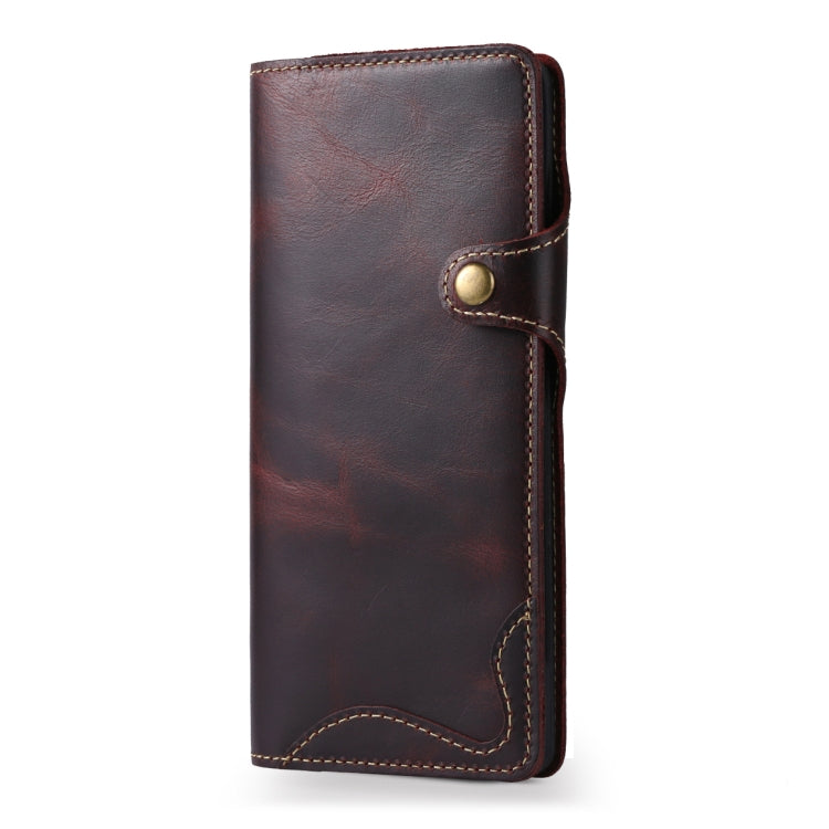 For Galaxy S9 Denior Oil Wax Cowhide Magnetic Button Horizontal Flip Leather Case with Card Slots & Wallet(Dark Red) - Galaxy Phone Cases by Denior | Online Shopping UK | buy2fix