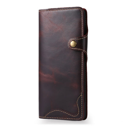 For Galaxy S9 Denior Oil Wax Cowhide Magnetic Button Horizontal Flip Leather Case with Card Slots & Wallet(Dark Red) - Galaxy Phone Cases by Denior | Online Shopping UK | buy2fix
