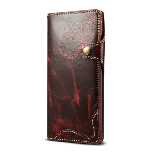 For Galaxy Note9 Denior Oil Wax Cowhide Magnetic Button Horizontal Flip Leather Case with Card Slots & Wallet(Dark Red) - Galaxy Phone Cases by Denior | Online Shopping UK | buy2fix