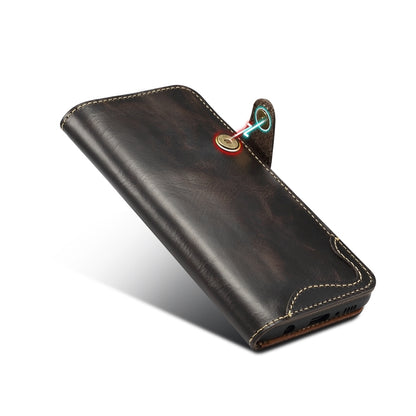 For Galaxy S10e Denior Oil Wax Cowhide Magnetic Button Horizontal Flip Leather Case with Card Slots & Wallet(Black) - Galaxy Phone Cases by Denior | Online Shopping UK | buy2fix