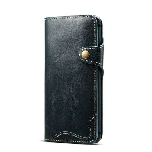 For Galaxy S10e Denior Oil Wax Cowhide Magnetic Button Horizontal Flip Leather Case with Card Slots & Wallet(Dark Blue) - Galaxy Phone Cases by Denior | Online Shopping UK | buy2fix