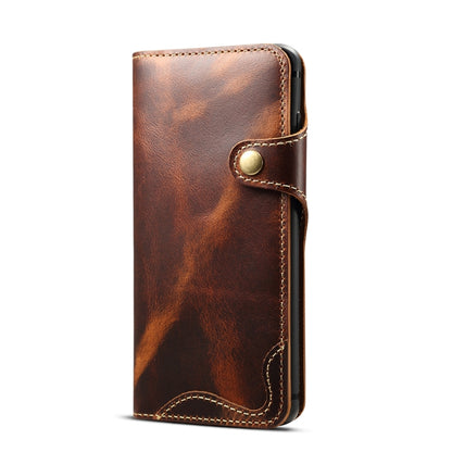 For Galaxy S10 Plus Denior Oil Wax Cowhide Magnetic Button Horizontal Flip Leather Case with Card Slots & Wallet(Brown) - Galaxy Phone Cases by Denior | Online Shopping UK | buy2fix