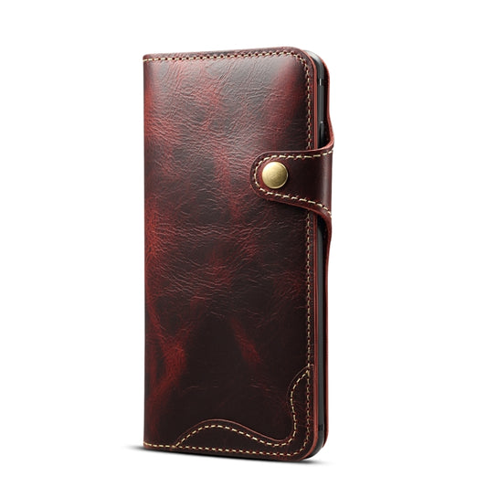 For Galaxy S10 Plus Denior Oil Wax Cowhide Magnetic Button Horizontal Flip Leather Case with Card Slots & Wallet(Dark Red) - Galaxy Phone Cases by Denior | Online Shopping UK | buy2fix