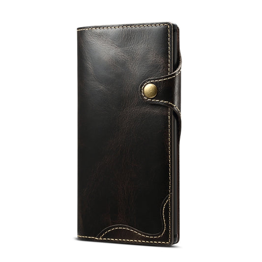 For Galaxy Note 10 Denior Oil Wax Cowhide Magnetic Button Horizontal Flip Leather Case with Card Slots & Wallet(Black) - Galaxy Phone Cases by Denior | Online Shopping UK | buy2fix