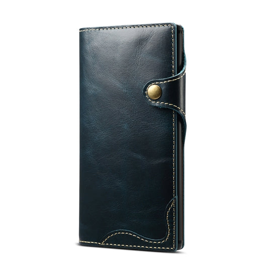 For Galaxy Note 10 Denior Oil Wax Cowhide Magnetic Button Horizontal Flip Leather Case with Card Slots & Wallet(Dark Blue) - Galaxy Phone Cases by Denior | Online Shopping UK | buy2fix