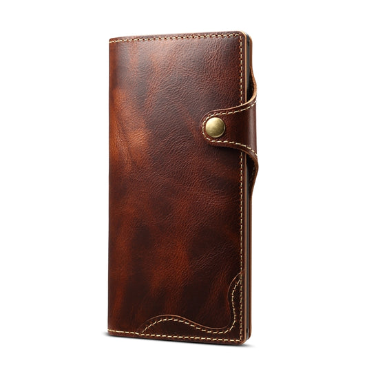 For Galaxy Note 10 Denior Oil Wax Cowhide Magnetic Button Horizontal Flip Leather Case with Card Slots & Wallet(Brown) - Galaxy Phone Cases by Denior | Online Shopping UK | buy2fix