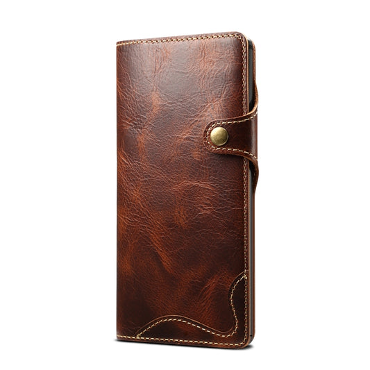 For Galaxy Note 10 Plus Denior Oil Wax Cowhide Magnetic Button Horizontal Flip Leather Case with Card Slots & Wallet(Brown) - Galaxy Phone Cases by Denior | Online Shopping UK | buy2fix