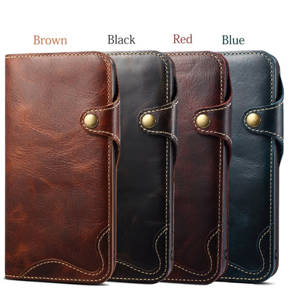 For iPhone 11 Denior Oil Wax Cowhide Magnetic Button Horizontal Flip Leather Case with Card Slots & Wallet(Brown) - iPhone 11 Cases by Denior | Online Shopping UK | buy2fix