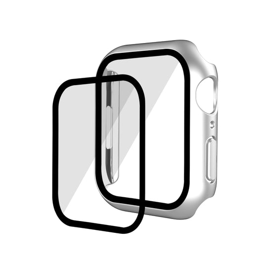 Electroplating Matte All-inclusive PC + Tempered Glass Watch Case For Apple Watch Series 9 / 8 / 7 45mm(Silver Aluminum)