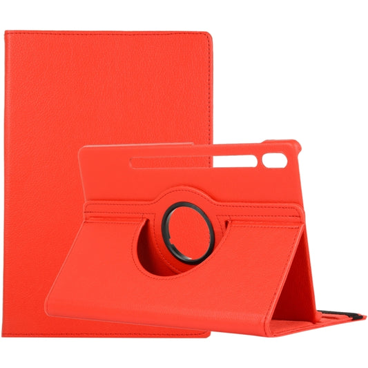 For Samsung Galaxy Tab S8 Ultra 360 Degrees Rotation Holder Litchi Leather Tablet Case(Red) - Other Galaxy Tab PC by buy2fix | Online Shopping UK | buy2fix