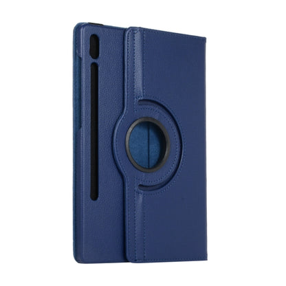 For Samsung Galaxy Tab S8 Ultra 360 Degrees Rotation Holder Litchi Leather Tablet Case(Blue) by buy2fix