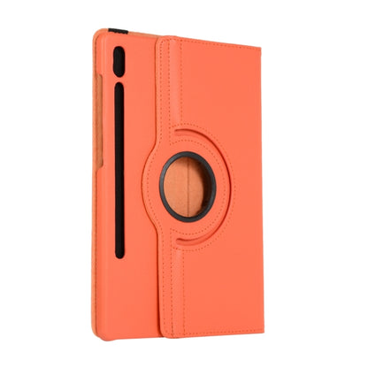 For Samsung Galaxy Tab S8 Ultra 360 Degrees Rotation Holder Litchi Leather Tablet Case(Orange) by buy2fix