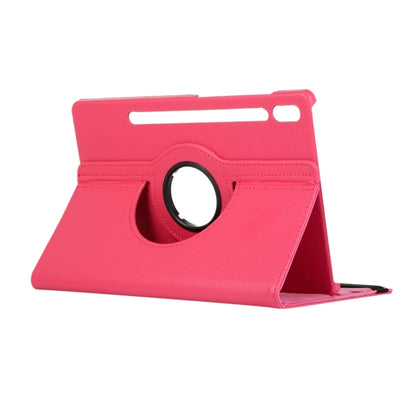 For Samsung Galaxy Tab S8 Ultra 360 Degrees Rotation Holder Litchi Leather Tablet Case(Rose Red) by buy2fix