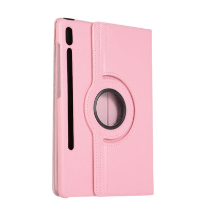 For Samsung Galaxy Tab S8 Ultra 360 Degrees Rotation Holder Litchi Leather Tablet Case(Pink) by buy2fix