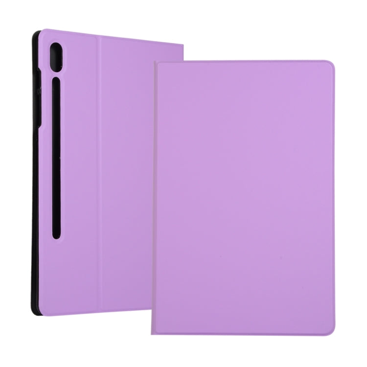 For Samsung Galaxy Tab S8 Ultra Elasticity Leather Tablet Case with Holder(Purple) by buy2fix