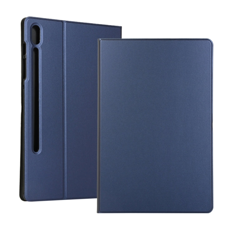 For Samsung Galaxy Tab S8 Ultra Elasticity Leather Tablet Case with Holder(Dark Blue) by buy2fix