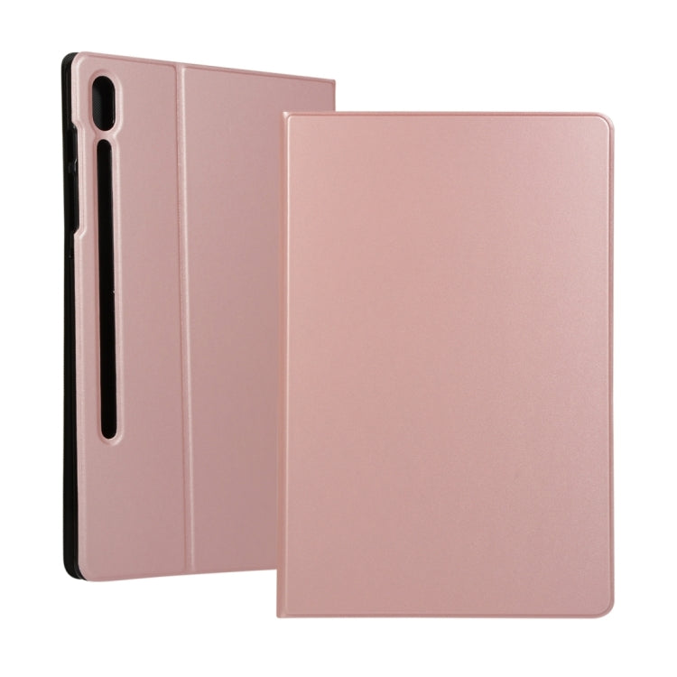 For Samsung Galaxy Tab S8 Ultra Elasticity Leather Tablet Case with Holder(Rose Gold) by buy2fix
