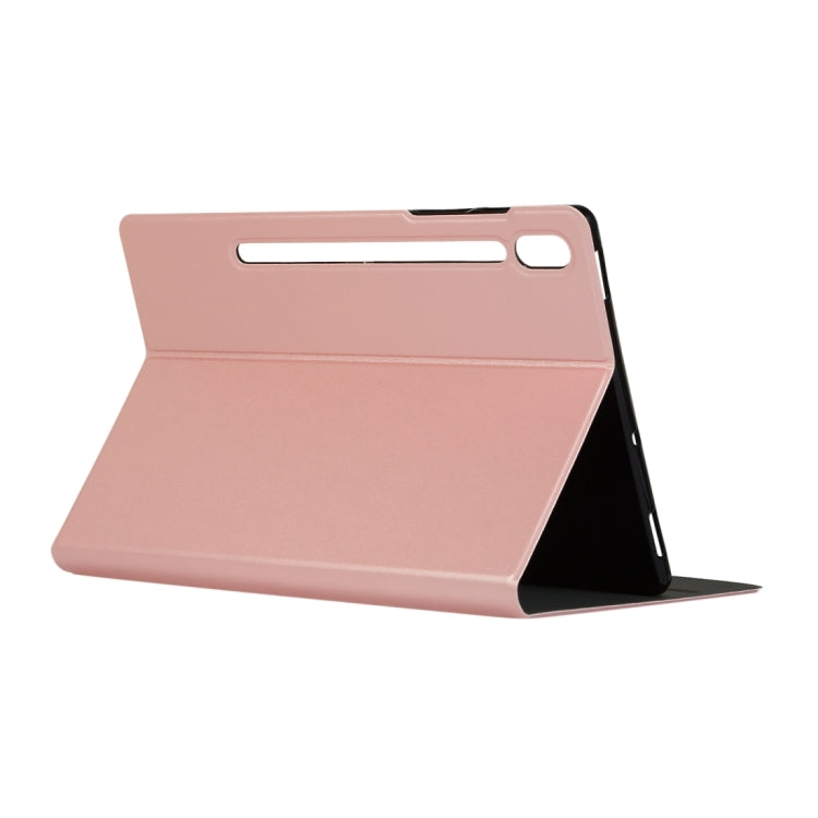 For Samsung Galaxy Tab S8 Ultra Elasticity Leather Tablet Case with Holder(Rose Gold) by buy2fix