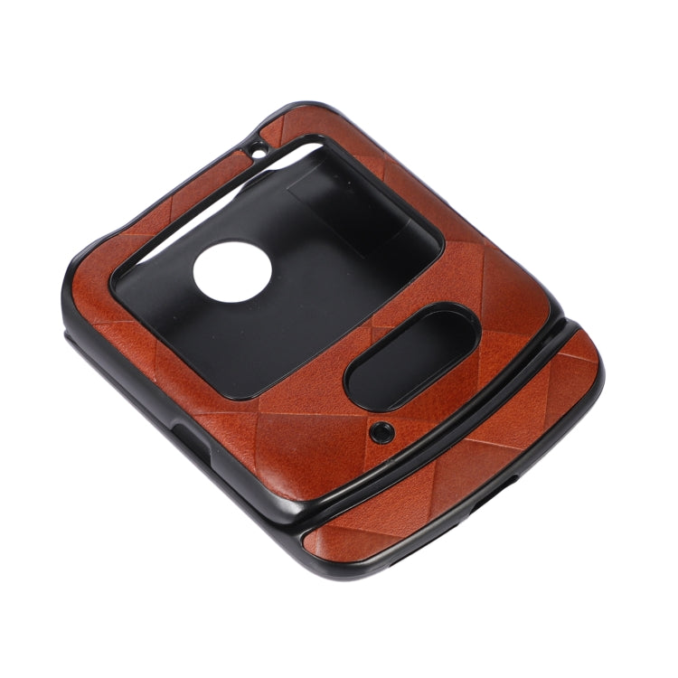 For Motorola Moto Razr 5G Weave Plaid PU Phone Case(Brown) by buy2fix