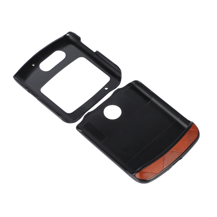 For Motorola Moto Razr 5G Weave Plaid PU Phone Case(Brown) by buy2fix