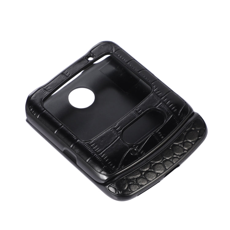 For Motorola Moto Razr 5G Crocodile Top Layer Cowhide Leather Phone Case(Black) by buy2fix