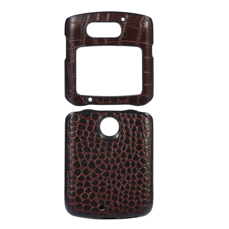 For Motorola Moto Razr 5G Crocodile Top Layer Cowhide Leather Phone Case(Coffee) - Motorola Cases by buy2fix | Online Shopping UK | buy2fix
