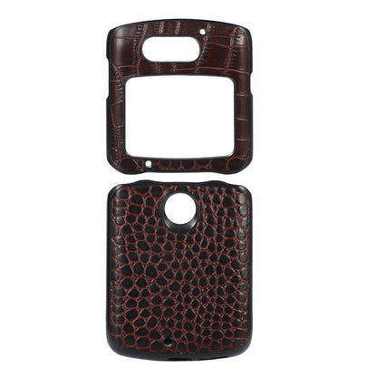 For Motorola Moto Razr 5G Crocodile Top Layer Cowhide Leather Phone Case(Coffee) - Motorola Cases by buy2fix | Online Shopping UK | buy2fix
