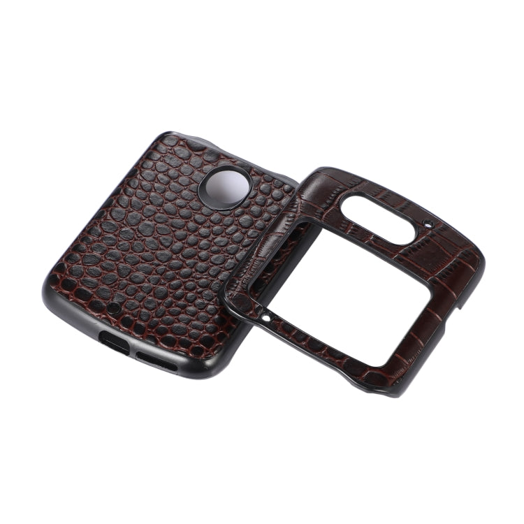 For Motorola Moto Razr 5G Crocodile Top Layer Cowhide Leather Phone Case(Coffee) - Motorola Cases by buy2fix | Online Shopping UK | buy2fix