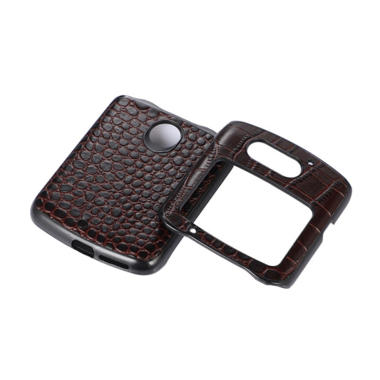 For Motorola Moto Razr 5G Crocodile Top Layer Cowhide Leather Phone Case(Coffee) - Motorola Cases by buy2fix | Online Shopping UK | buy2fix