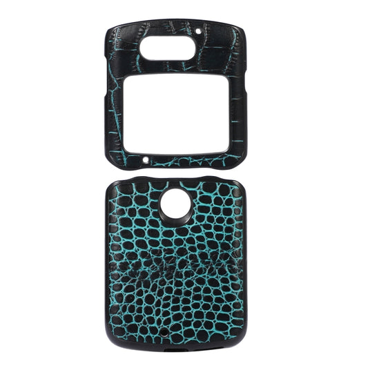 For Motorola Moto Razr 5G Crocodile Top Layer Cowhide Leather Phone Case(Cyan Blue) - Motorola Cases by buy2fix | Online Shopping UK | buy2fix