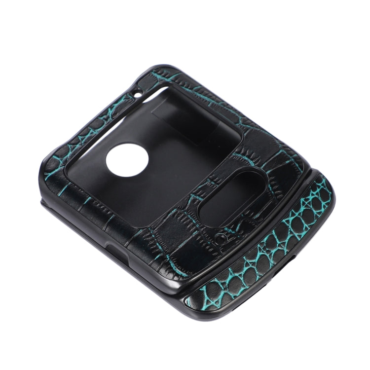 For Motorola Moto Razr 5G Crocodile Top Layer Cowhide Leather Phone Case(Cyan Blue) - Motorola Cases by buy2fix | Online Shopping UK | buy2fix