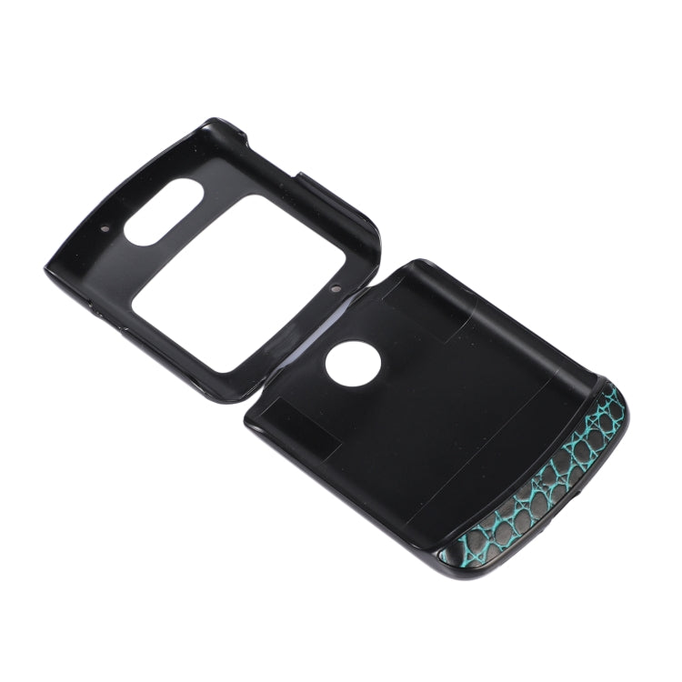 For Motorola Moto Razr 5G Crocodile Top Layer Cowhide Leather Phone Case(Cyan Blue) - Motorola Cases by buy2fix | Online Shopping UK | buy2fix