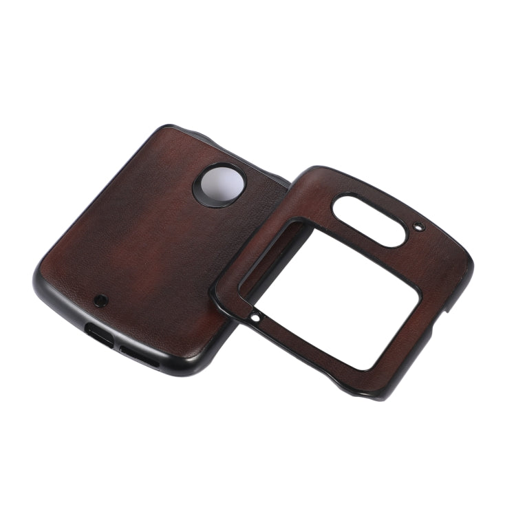 For Motorola Moto Razr 5G Yellow Cow Texture PU Phone Case(Coffee) by buy2fix