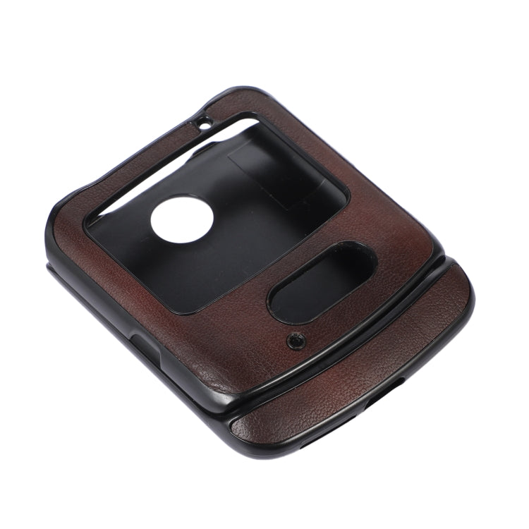 For Motorola Moto Razr 5G Yellow Cow Texture PU Phone Case(Coffee) by buy2fix