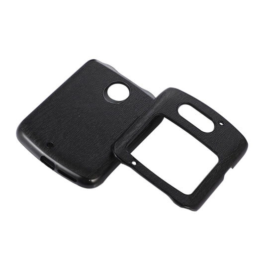 For Motorola Moto Razr 5G Wood Texture PU Phone Case(Black) by buy2fix