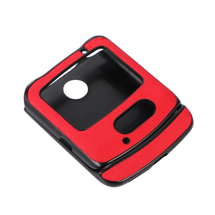 For Motorola Moto Razr 5G Wood Texture PU Phone Case(Red) by buy2fix