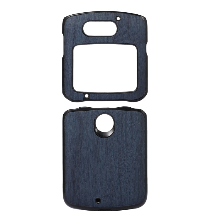 For Motorola Moto Razr 5G Wood Texture PU Phone Case(Blue) by buy2fix