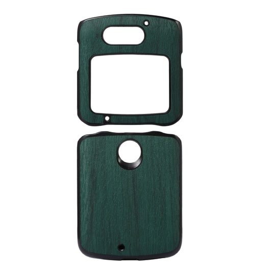 For Motorola Moto Razr 5G Wood Texture PU Phone Case(Green) by buy2fix