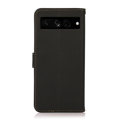 For Google Pixel 7 Pro 5G KHAZNEH Custer Genuine Leather RFID Phone Case(Black) - Google Cases by buy2fix | Online Shopping UK | buy2fix