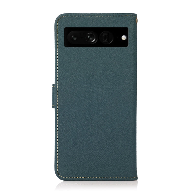 For Google Pixel 7 Pro 5G KHAZNEH Custer Genuine Leather RFID Phone Case(Green) - Google Cases by buy2fix | Online Shopping UK | buy2fix