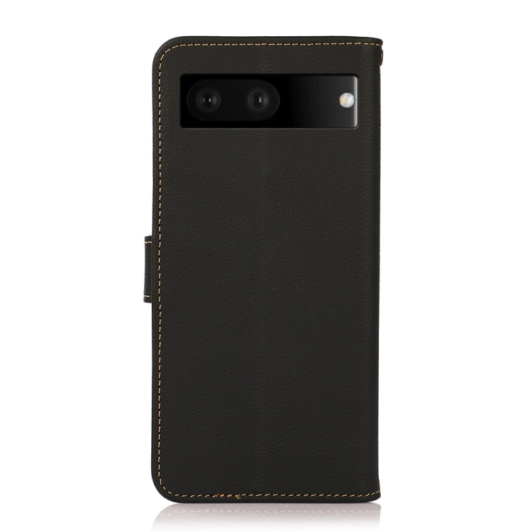 For Google Pixel 7 5G KHAZNEH Custer Genuine Leather RFID Phone Case(Black) - Google Cases by buy2fix | Online Shopping UK | buy2fix