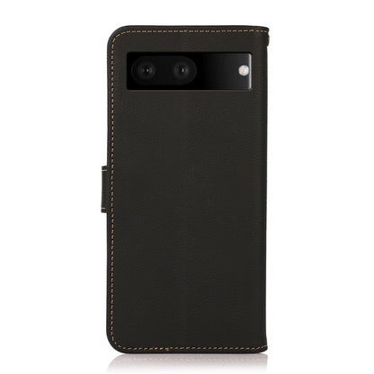 For Google Pixel 7 5G KHAZNEH Custer Genuine Leather RFID Phone Case(Black) - Google Cases by buy2fix | Online Shopping UK | buy2fix