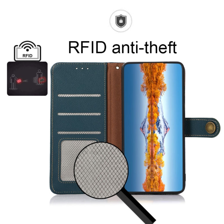 For Google Pixel 7 5G KHAZNEH Custer Genuine Leather RFID Phone Case(Green) - Google Cases by buy2fix | Online Shopping UK | buy2fix