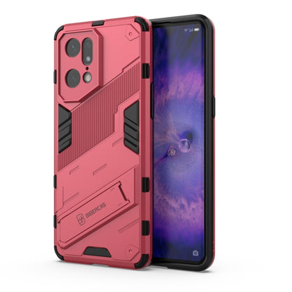 For OPPO Find X5 Pro Punk Armor 2 in 1 PC + TPU Shockproof Phone Case with Invisible Holder(Light Red) by buy2fix