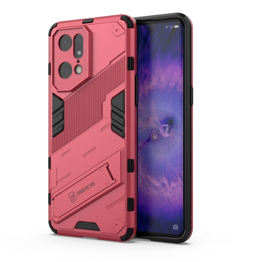 For OPPO Find X5 Pro Punk Armor 2 in 1 PC + TPU Shockproof Phone Case with Invisible Holder(Light Red) by buy2fix