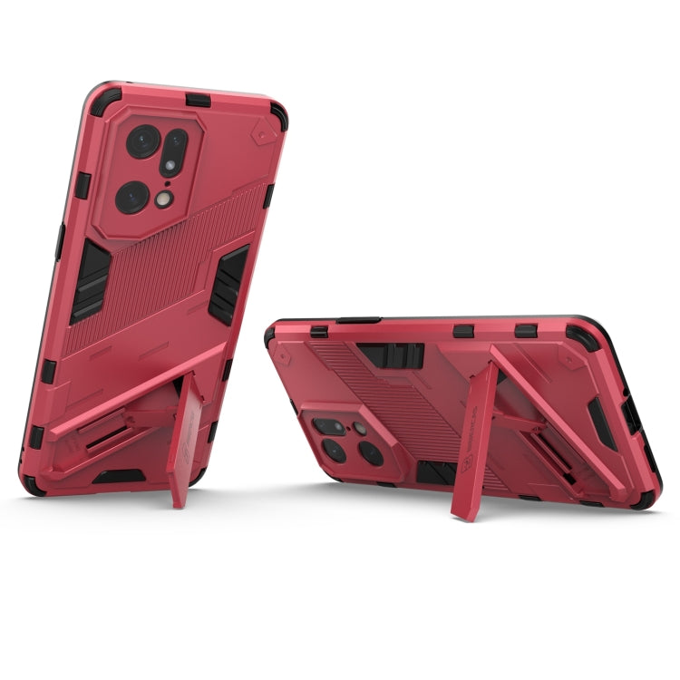 For OPPO Find X5 Pro Punk Armor 2 in 1 PC + TPU Shockproof Phone Case with Invisible Holder(Light Red) by buy2fix