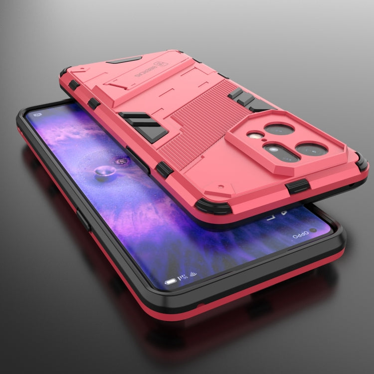 For OPPO Find X5 Pro Punk Armor 2 in 1 PC + TPU Shockproof Phone Case with Invisible Holder(Light Red) by buy2fix