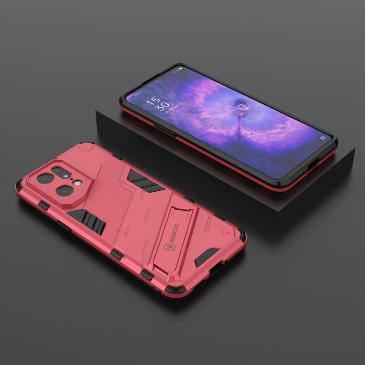 For OPPO Find X5 Pro Punk Armor 2 in 1 PC + TPU Shockproof Phone Case with Invisible Holder(Light Red) by buy2fix