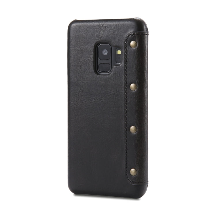 For Galaxy S9 Denior Oil Wax Cowhide Simple Horizontal Flip Leather Case with Card Slots & Wallet(Black) - Galaxy Phone Cases by Denior | Online Shopping UK | buy2fix